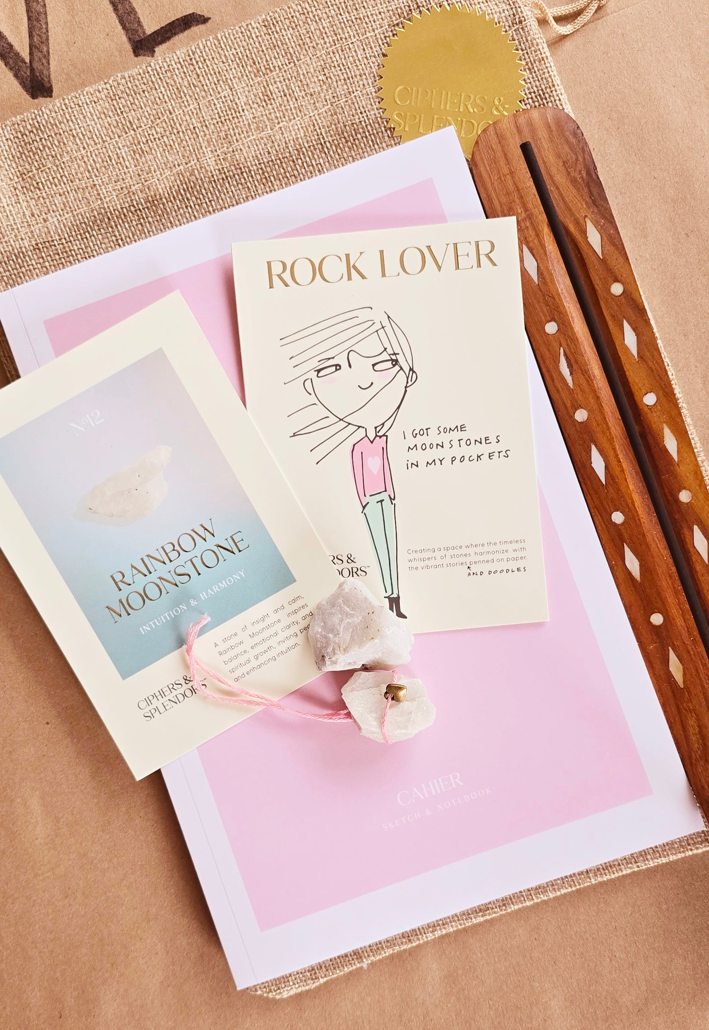 moonstone Crystal & Journal Set