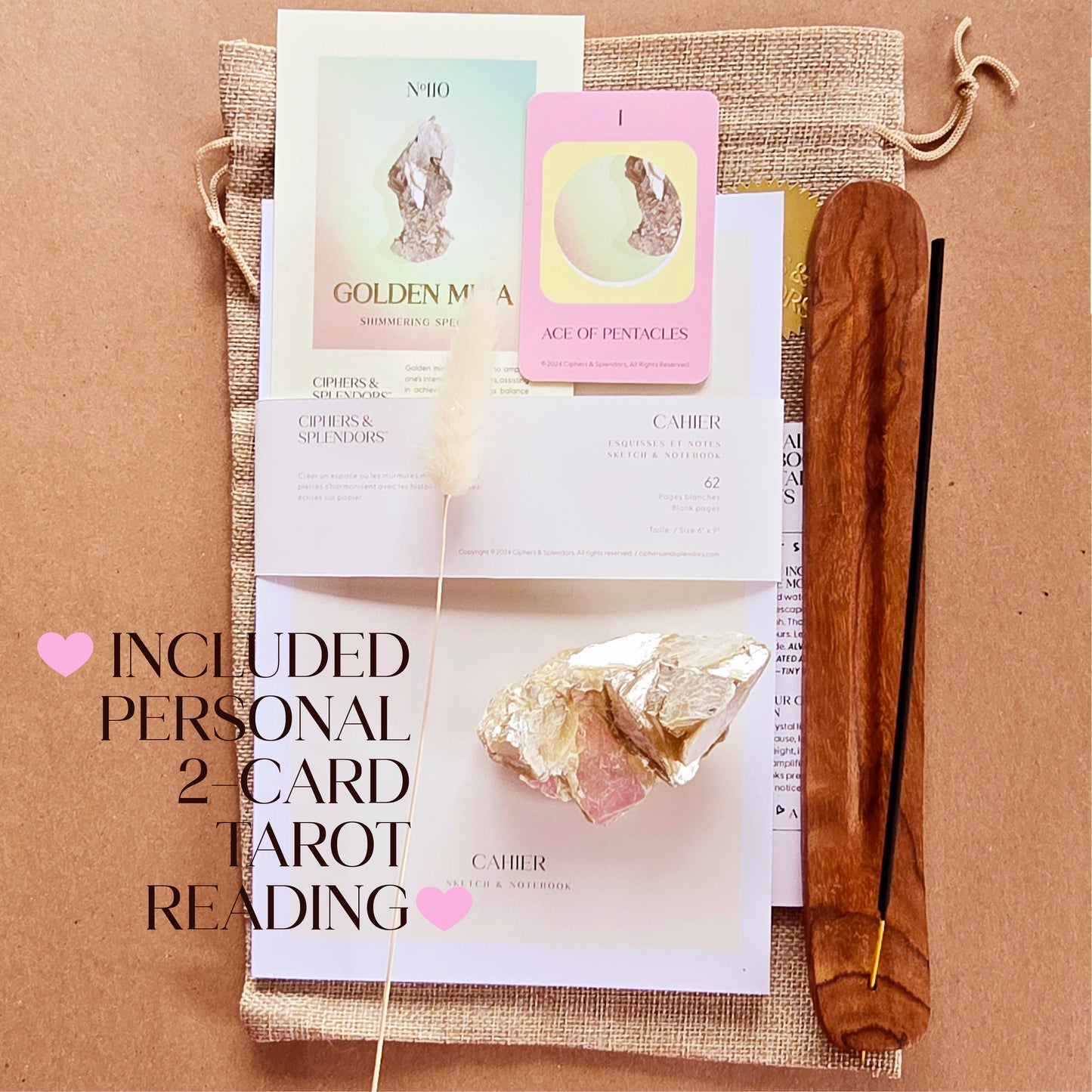 Golden Tarot Crystal & Journal Set