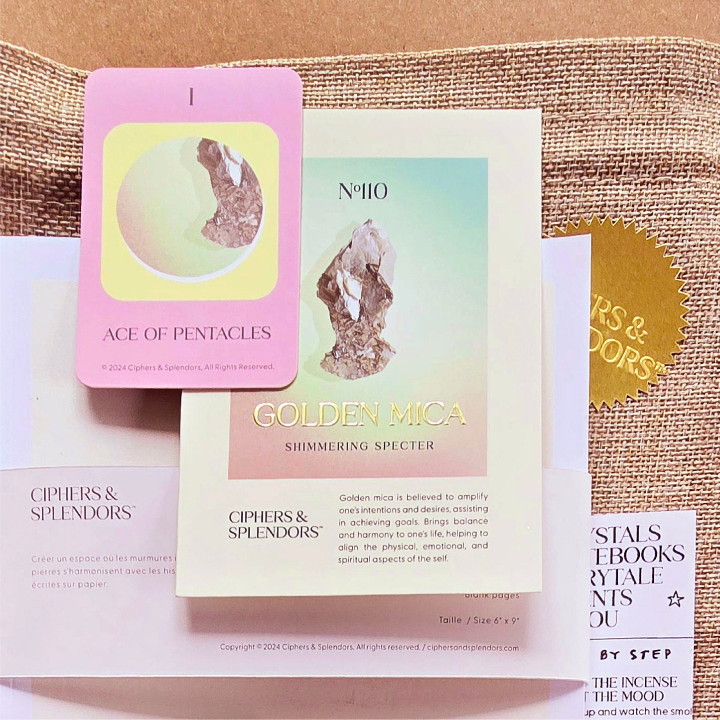 Golden Tarot Crystal & Journal Set