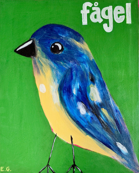 fågel & fågelunge (2 paintings)